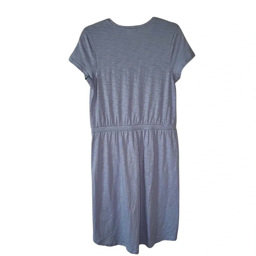 Pact Organic Cotton Slub Weekend Dress Blue Drawstring Casual Minimalist S